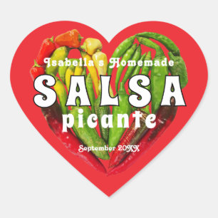 Pegatina En Forma De Corazón Pimientos picantes corazón Salsa picante