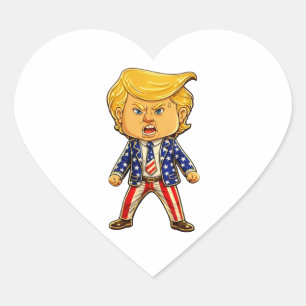 Pegatina En Forma De Corazón Pin de solapa de Trump feliz Chibi Dibujo animado