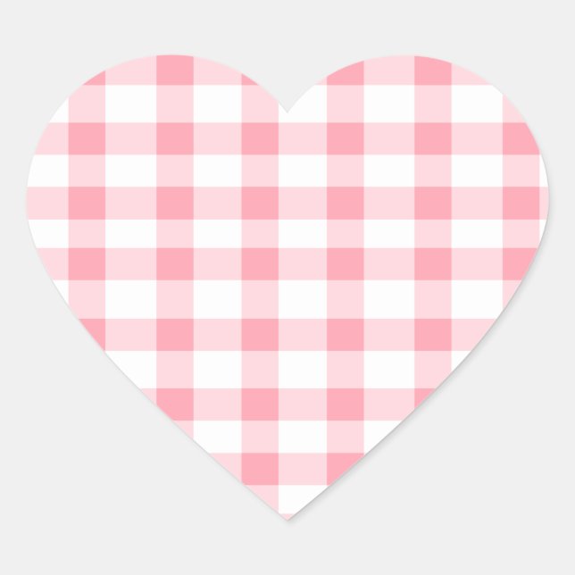 Pegatina En Forma De Corazón Pink Gingham (Anverso)