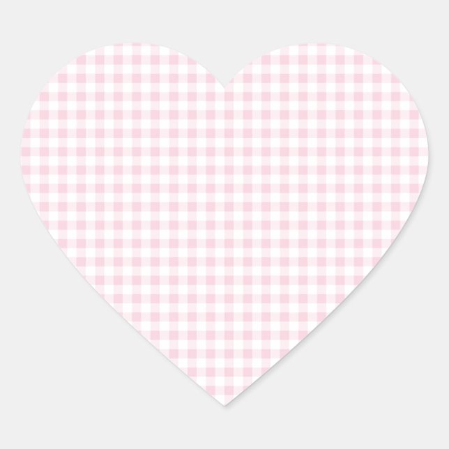 Pegatina En Forma De Corazón Pink Gingham Plaid (Anverso)