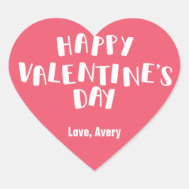 Pegatina En Forma De Corazón Pink Happy Valentine Day
