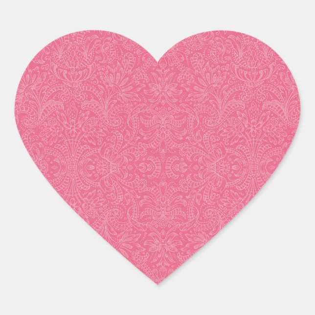 Pegatina En Forma De Corazón Pink Paisley (Anverso)