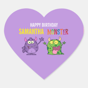 Pegatina En Forma De Corazón Pink violet monster Fun kids 