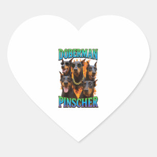 Pegatina En Forma De Corazón Pinscher Doberman 
