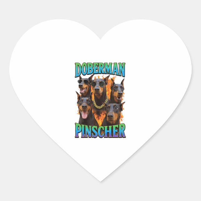 Pegatina En Forma De Corazón Pinscher Doberman  (Anverso)