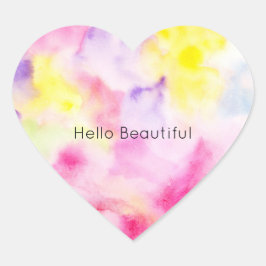 Pegatina En Forma De Corazón Pintado morado amarillo rosado