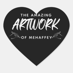 Pegatina En Forma De Corazón Pintura de artista blanco negro personalizada