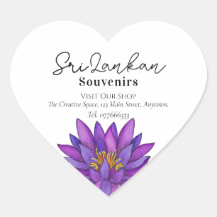 Pegatina En Forma De Corazón Pintura de flores de Sri Lanka Lotus