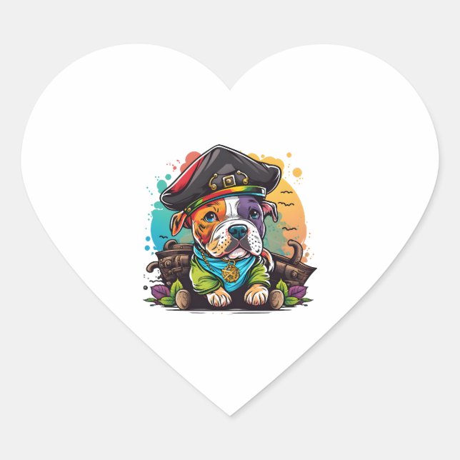 Pegatina En Forma De Corazón Pirata de Bulldog Pit (Anverso)