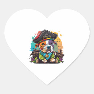 Pegatina En Forma De Corazón Pirata de Bulldog Pit