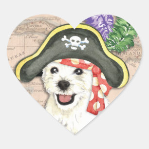 Pegatina En Forma De Corazón Pirata Westie