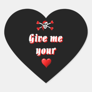 Pegatina En Forma De Corazón Piratas románticos y vaentinos aman los corazones