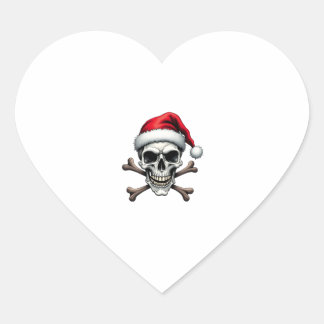 Pegatina En Forma De Corazón Pirate Christmas Skull & Crossbones Santa Hat. Got