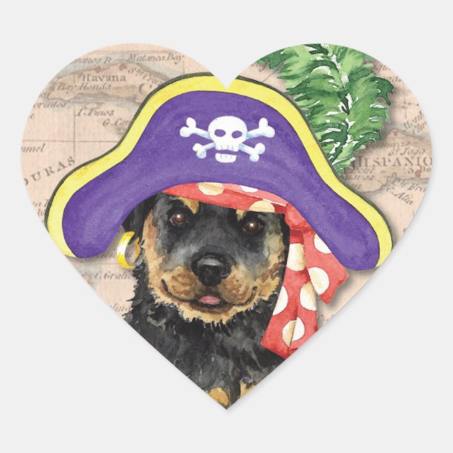 Pegatina En Forma De Corazón Pirate Rottweiler (Anverso)