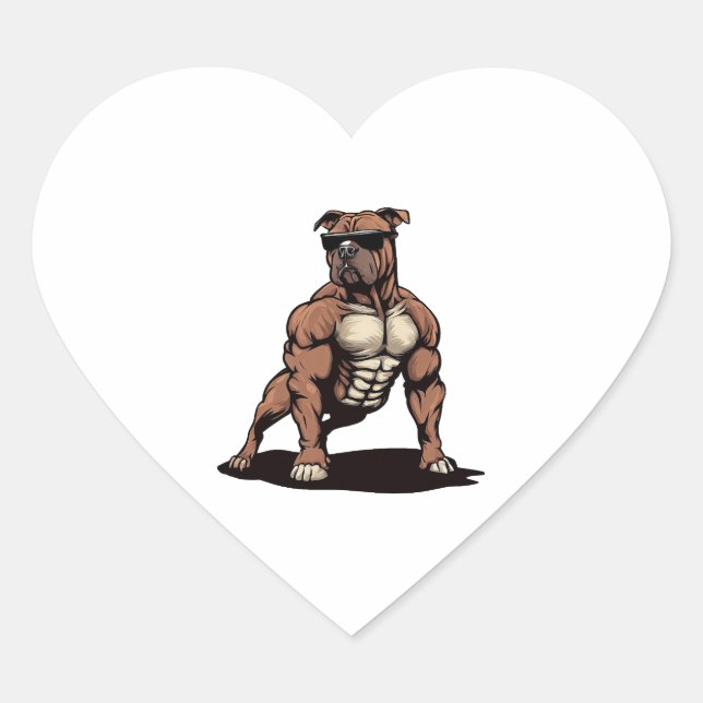 Pegatina En Forma De Corazón Pitbull (Anverso)