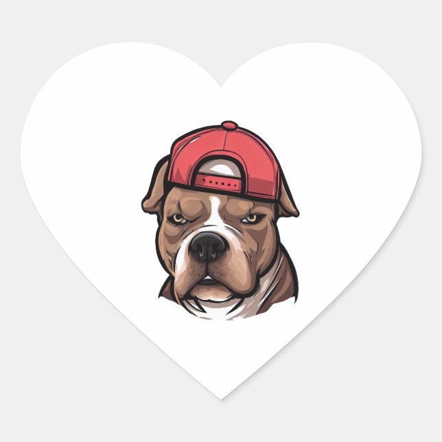 Pegatina En Forma De Corazón Pitbull Bloods (Anverso)