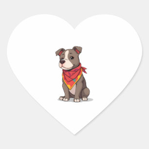 Pegatina En Forma De Corazón Pitbull lindo con Bandana Adorable Dog Lover Gif