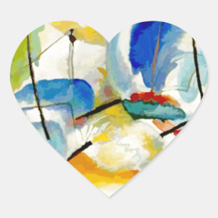 Pegatina En Forma De Corazón PixDezines Kandinsky 1913 Batalla Naval Improv 31