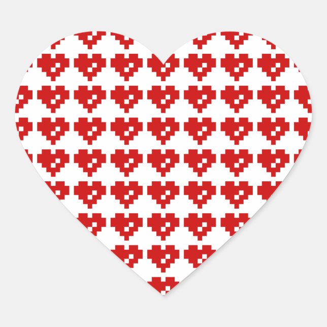 Pegatina En Forma De Corazón Pixel Heart 8 Bit Love (Anverso)