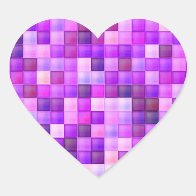Pegatina En Forma De Corazón Pixels Pink Square Pattern (Anverso)