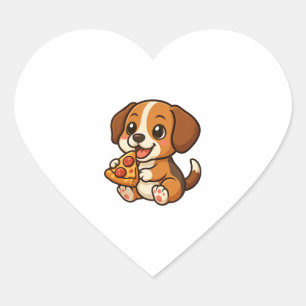 Pegatina En Forma De Corazón Pizza de perro de beagle dulce personalizado