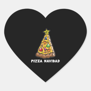 Pegatina En Forma De Corazón PIZZA NAVIDAD Humor de árbol de Navidad italiano