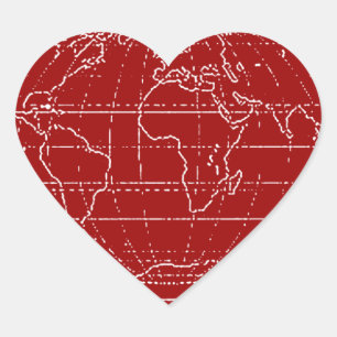 Pegatina En Forma De Corazón planisfera simple/mapas