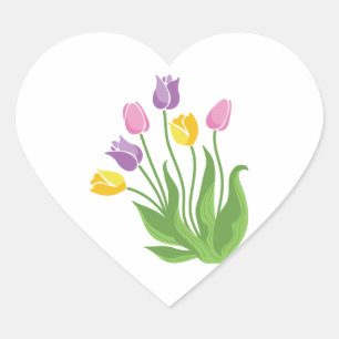 Pegatina En Forma De Corazón Planta Tulips