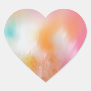 Pegatina En Forma De Corazón Plantilla Colorida Abstracta Rosa Rojo Amarillo Az