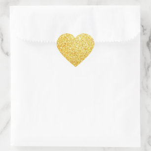 Pegatina En Forma De Corazón Plantilla de Purpurina dorado en blanco clásico gl