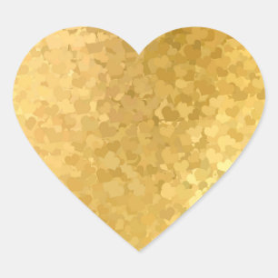Pegatina En Forma De Corazón Plantilla elegante en blanco de corazones de oro A