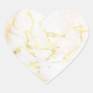 Pegatina En Forma De Corazón Plantilla en blanco de mármol dorado Agrega tu tex
