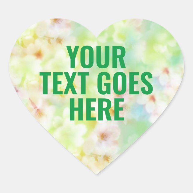 Pegatina En Forma De Corazón Plantilla en blanco Sticker floral Agrega tu texto (Anverso)