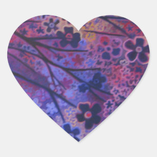 Pegatina En Forma De Corazón Plena floración, productos del arte del árbol de