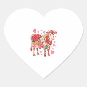 Pegatina En Forma De Corazón Png De Vaca Floral, Png De Diseño De Vaca Cuta