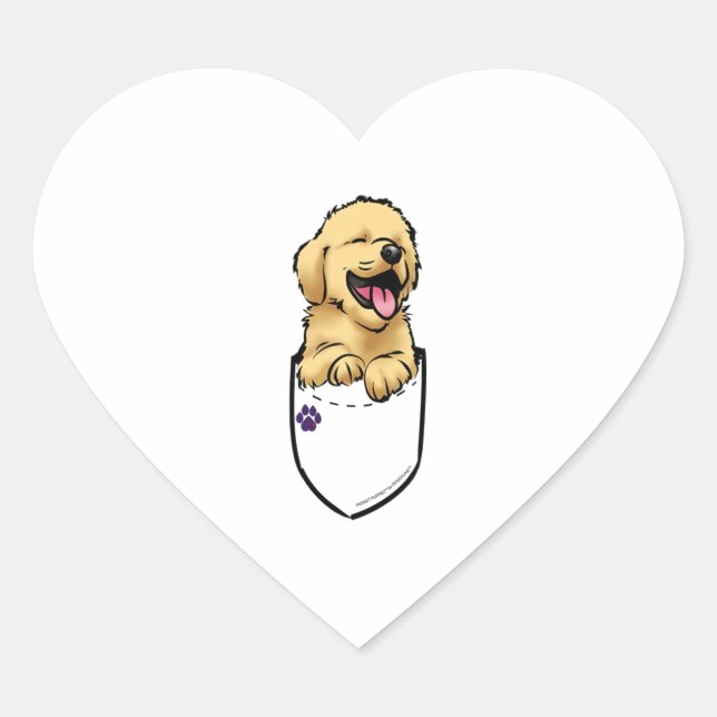Pegatina En Forma De Corazón Pocket Puppiez - Golden Retriever (Anverso)
