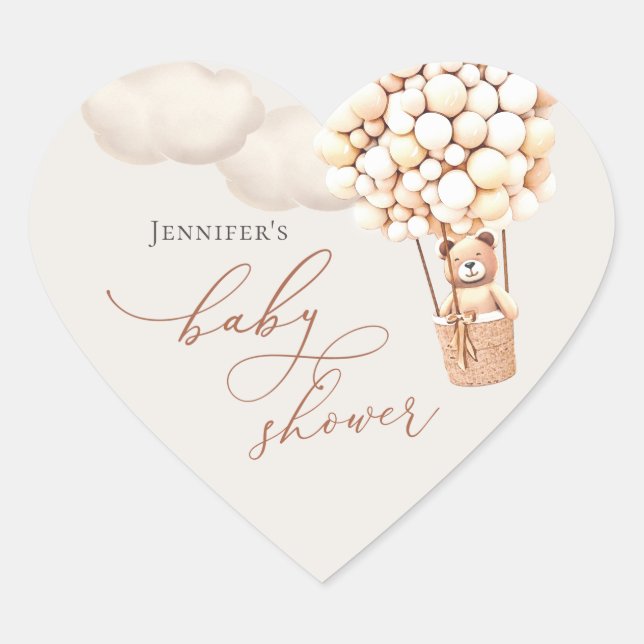 Pegatina En Forma De Corazón ¡Podemos Esperar! Baby Shower (Anverso)