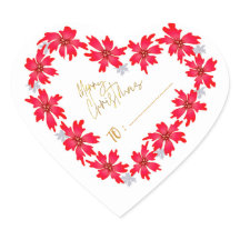 Poinsettia roja para el corazón dorado para Navida