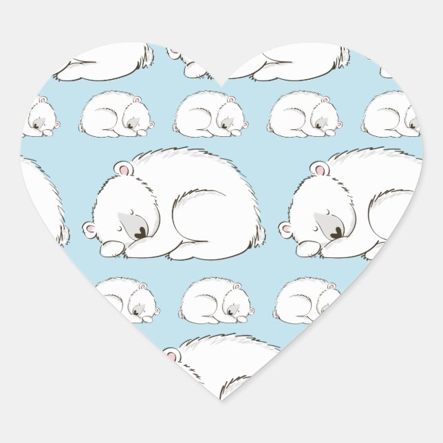 Pegatina En Forma De Corazón Polar Bear Baby Shower (Anverso)