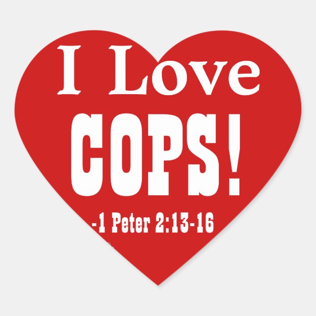 Pegatina En Forma De Corazón Policía cristiana (Anverso)
