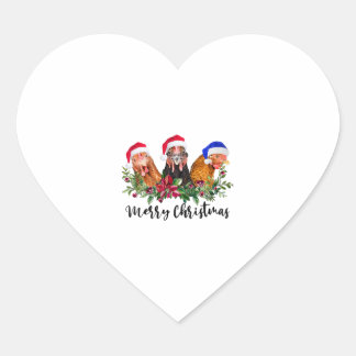 Pegatina En Forma De Corazón Pollo navideño