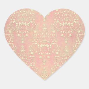 Pegatina En Forma De Corazón Polvo de Niña Rosa Melocotón Damasco