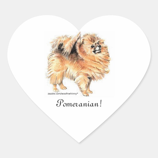 Pegatina En Forma De Corazón ¡Pomerania! (Anverso)