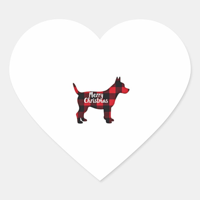 Pegatina En Forma De Corazón Pomsky Christmas Dog Mom Dad Plaid Gift T-Shirt (1 (Anverso)