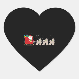 Pegatina En Forma De Corazón Poodle Santa Navidades Sleigh - Divertidas Navidad