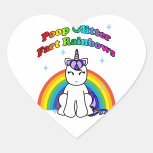 Pegatina En Forma De Corazón Poop Purpurina Fart Rainbows