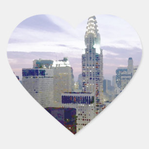 Pegatina En Forma De Corazón Pop Art Oil Paint Effect New York