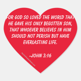 Pegatina En Forma De Corazón Por Dios tan amado el mundo Juan 3:16