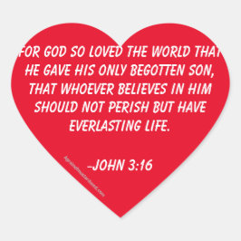 Pegatina En Forma De Corazón Por Dios tan amado el mundo Juan 3:16