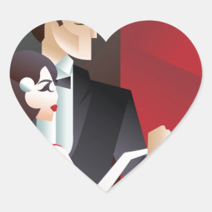 Pegatina En Forma De Corazón poster de estilo geométrico Art Déco de pareja bai